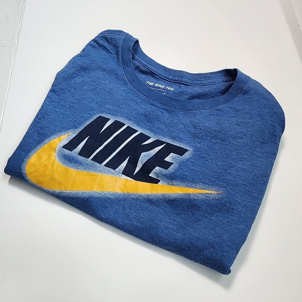 Nike The Nike Tee Blue Large Athletic Cut Logo T Shirt